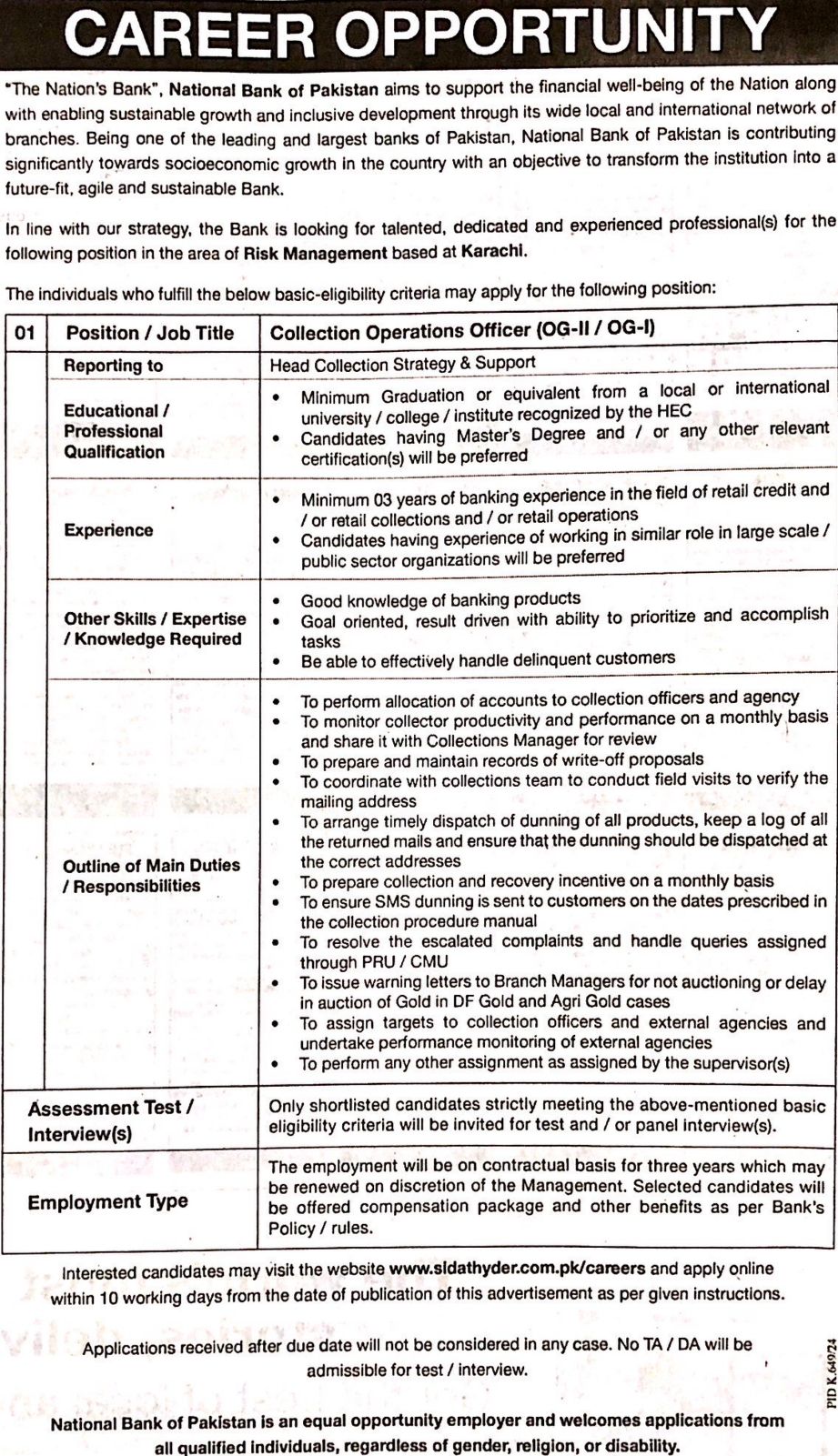 Collection Operations Officer 